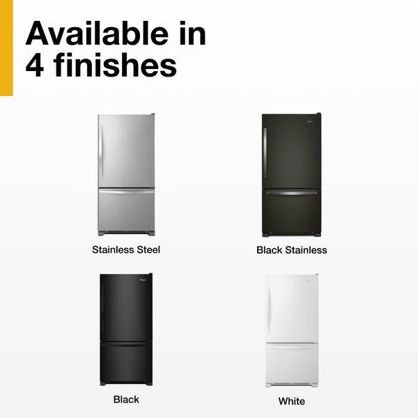 Whirlpool 22.07-cu ft Standard-Depth Bottom-Freezer Refrigerator with Ice Maker ( White ) ENERGY STAR Certified