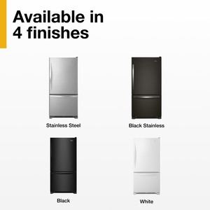 Whirlpool 22.1-cu ft Standard-Depth Bottom-Freezer Refrigerator with Ice Maker ( Fingerprint Resistant Black Stainless ) ENERGY STAR Certified