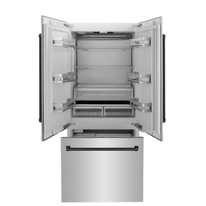 ZLINE KITCHEN & BATH Counter-Depth Autograph Edition 19.6-cu ft 3 -Door Built-In French Door Refrigerator with Ice Maker with Water Dispenser ( Stainless Steel with Matte Black Handles ) ENERGY STAR Certified