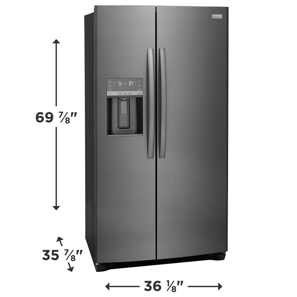 Frigidaire Gallery 25.6-cu ft Side-by-Side Refrigerator with Ice Maker ,Water and Ice Dispenser ( Fingerprint Resistant Black Stainless Steel ) ENERGY STAR Certified