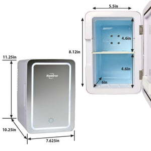 Koolatron 6L Cosmetics Fridge w/ Lighted Makeup Mirror 0.21-cu ft Mini Fridge ( White, Silver )