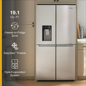 Whirlpool Counter-Depth 19.2-cu ft 4 -Door French Door Refrigerator with Ice Maker with Water and Ice Dispenser ( Fingerprint Resistant Stainless Steel )