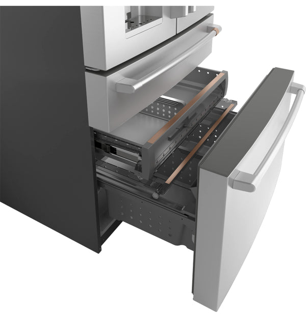 Cafe Standard-Depth 27.8-cu ft 4 -Door Smart Compatible French Door Refrigerator with Ice Maker with Water and Ice Dispenser ( Stainless Steel ) ENERGY STAR Certified