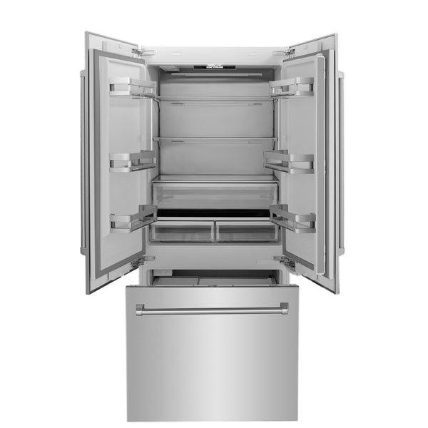 ZLINE KITCHEN & BATH Counter-Depth Built-In 19.6-cu ft 3 -Door Built-In French Door Refrigerator with Ice Maker with Water Dispenser ( Custom Panel-Ready ) ENERGY STAR Certified