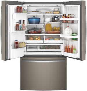 GE Standard-Depth 27.8-cu ft 3 -Door French Door Refrigerator with Ice Maker with Water and Ice Dispenser ( Slate ) ENERGY STAR Certified
