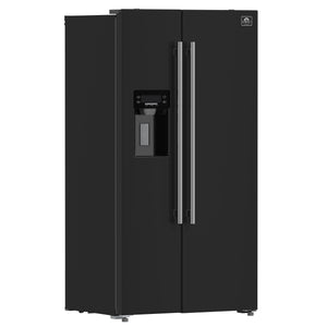 FORNO Salerno 20-cu ft Counter-Depth Side-by-Side Refrigerator with Ice Maker ,Water and Ice Dispenser ( Black ) ENERGY STAR Certified