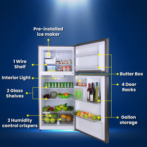 ConServ Reversible Door with Built-in Ice Maker 21-cu ft Top-Freezer Refrigerator with Ice Maker ( Stainless ) ENERGY STAR Certified