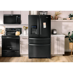 Whirlpool Standard-Depth 24.5-cu ft 4 -Door French Door Refrigerator with Ice Maker with Water and Ice Dispenser ( Black ) ENERGY STAR Certified