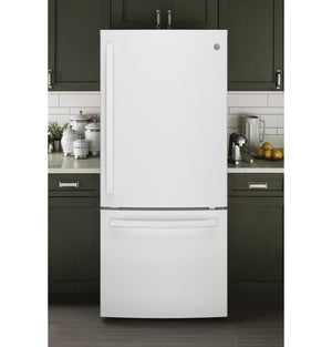 GE 20.9-cu ft Standard-Depth Bottom-Freezer Refrigerator with Ice Maker ( White ) ENERGY STAR Certified