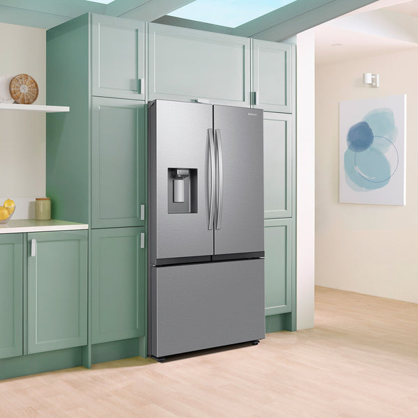 Samsung Standard-Depth Mega Capacity 30.5-cu ft 3 -Door Smart Compatible French Door Refrigerator Triple with Water and Ice Dispenser ( Fingerprint Resistant Stainless Steel ) ENERGY STAR Certified