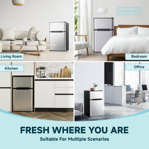 SIMZLIFE 3.2-cu ft Built-In Mini Fridge with Freezer ( Silver )