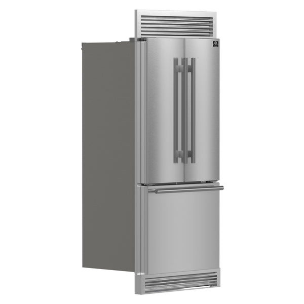 FORNO Gallipoli Standard-Depth 17.5-cu ft 3 -Door French Door Refrigerator with Ice Maker with Ice Dispenser ( Stainless Steel )