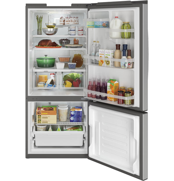 GE 20.8-cu ft Standard-Depth Bottom-Freezer Refrigerator Ice Maker Optional (sold separately) ( Stainless Steel ) ENERGY STAR Certified