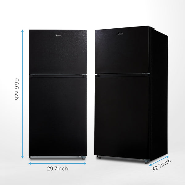 Midea Fingerprint Resistant 20.5-cu ft Top-Freezer Refrigerator ( Black ) Garage Ready ENERGY STAR Certified