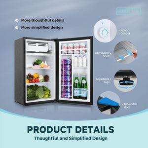 SIMZLIFE 3.2-cu ft Mini Fridge with Freezer ( Silver ) Garage Ready