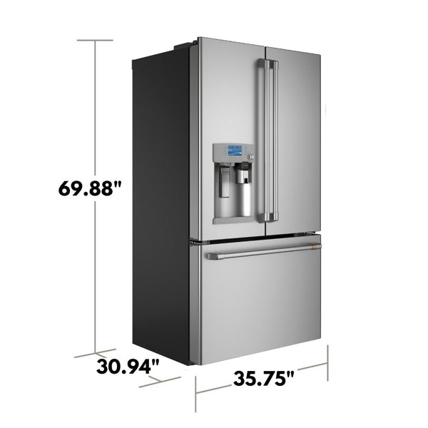 Cafe Counter-Depth Keurig K-Cup Brewing 22.2-cu ft 3 -Door Smart Compatible French Door Refrigerator with Ice Maker with Water and Ice Dispenser ( Stainless Steel ) ENERGY STAR Certified