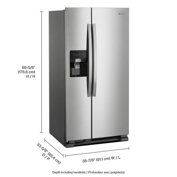 Whirlpool 24.6-cu ft Side-by-Side Refrigerator with Ice Maker ,Water and Ice Dispenser ( Fingerprint Resistant Stainless Steel )