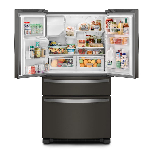 Whirlpool Standard-Depth 24.5-cu ft 4 -Door French Door Refrigerator with Ice Maker with Water and Ice Dispenser ( Black Stainless Steel ) ENERGY STAR Certified