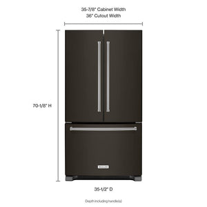 KitchenAid Standard-Depth 25.2-cu ft 3 -Door French Door Refrigerator with Ice Maker with Water Dispenser ( Black Stainless with PRINTSHIELD Finish ) ENERGY STAR Certified