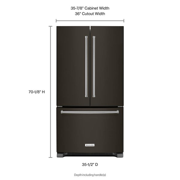 KitchenAid Standard-Depth 25.2-cu ft 3 -Door French Door Refrigerator with Ice Maker with Water Dispenser ( Black Stainless with PRINTSHIELD Finish ) ENERGY STAR Certified