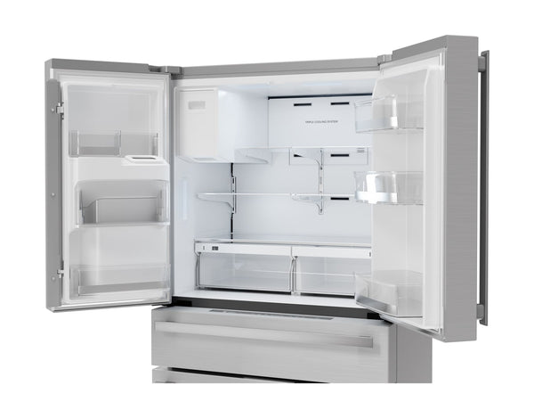 Sharp Counter-Depth 21.6-cu ft 4 -Door French Door Refrigerator with Ice Maker with Water and Ice Dispenser ( Stainless Steel ) ENERGY STAR Certified