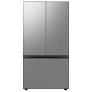 Samsung Bespoke Counter-Depth 24-cu ft 3 -Door Smart Compatible French Door Refrigerator with Dual Ice Maker with Water Dispenser ( Stainless Steel - All Panels ) ENERGY STAR Certified