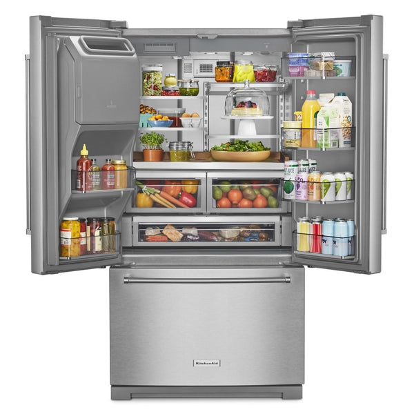 KitchenAid Standard-Depth 27-cu ft 3 -Door French Door Refrigerator with Ice Maker with Water and Ice Dispenser ( Stainless Steel with PrintShield Finish ) ENERGY STAR Certified