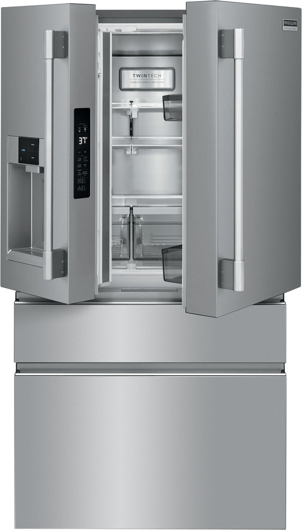 Frigidaire Professional Counter-Depth 21.4-cu ft 4 -Door French Door Refrigerator with Dual Ice Maker with Water and Ice Dispenser ( Smudge-Proof Stainless Steel ) ENERGY STAR Certified