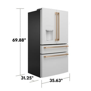 Cafe Counter-Depth 22.3-cu ft 4 -Door Smart Compatible French Door Refrigerator with Ice Maker with Water and Ice Dispenser ( Matte White ) ENERGY STAR Certified