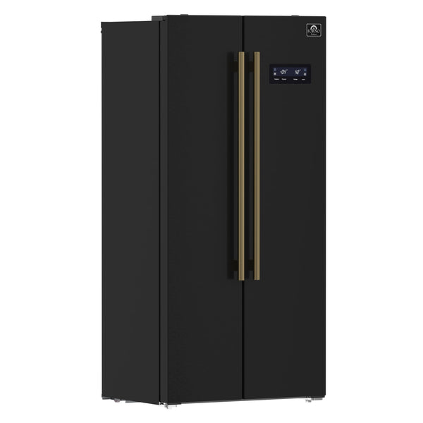 FORNO Salerno Espresso 15.62-cu ft Counter-Depth Side-by-Side Refrigerator ( Black )