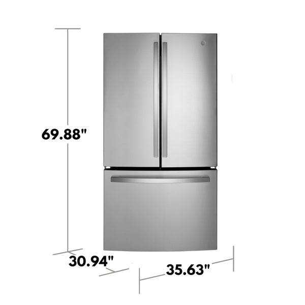 GE Counter-Depth 21.9-cu ft 3 -Door French Door Refrigerator with Ice Maker with Water Dispenser ( Stainless Steel ) ENERGY STAR Certified