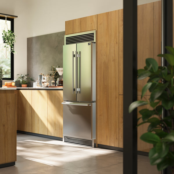 FORNO Gallipoli Standard-Depth 17.5-cu ft 3 -Door French Door Refrigerator with Ice Maker with Ice Dispenser ( Stainless Steel )