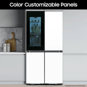 Samsung Bespoke Counter-Depth Beverage Center 22.5-cu ft 4 -Door Smart Compatible French Door Refrigerator with Dual Ice Maker with Water Dispenser and Door within Door ( Stainless steel ) ENERGY STAR Certified