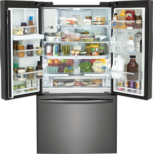 Frigidaire Gallery Standard-Depth 27.8-cu ft 3 -Door French Door Refrigerator with Dual Ice Maker with Water and Ice Dispenser ( Fingerprint Resistant Black Stainless Steel ) ENERGY STAR Certified