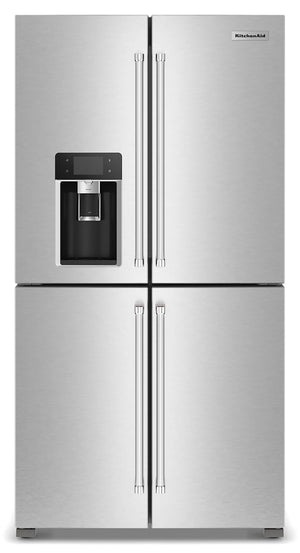 KitchenAid Counter-Depth 19.4-cu ft 4 -Door French Door Refrigerator with Ice Maker with Water and Ice Dispenser ( Fingerprint Resistant Stainless Steel ) ENERGY STAR Certified