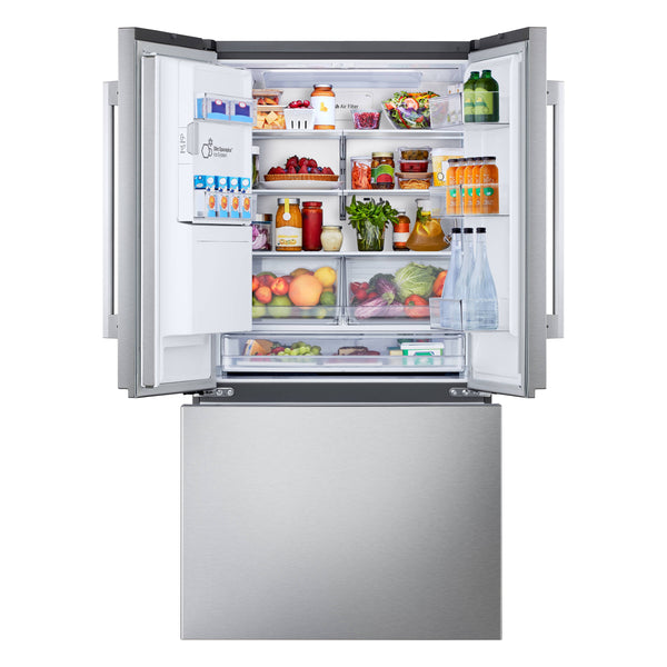 LG Counter-Depth Zero Clearance 23.7-cu ft 3 -Door Smart Compatible French Door Refrigerator with Dual Ice Maker with Water and Ice Dispenser ( PrintProof Stainless Steel ) ENERGY STAR Certified