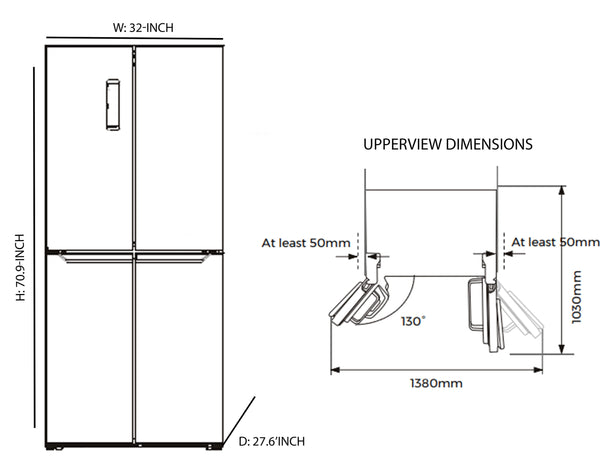 Impecca Counter-Depth 14.9-cu ft 4 -Door Built-In French Door Refrigerator ( Stainless steel )