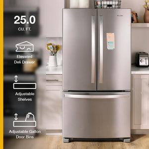 Whirlpool Standard-Depth 25.2-cu ft 3 -Door French Door Refrigerator with Ice Maker ( Stainless Steel ) ENERGY STAR Certified