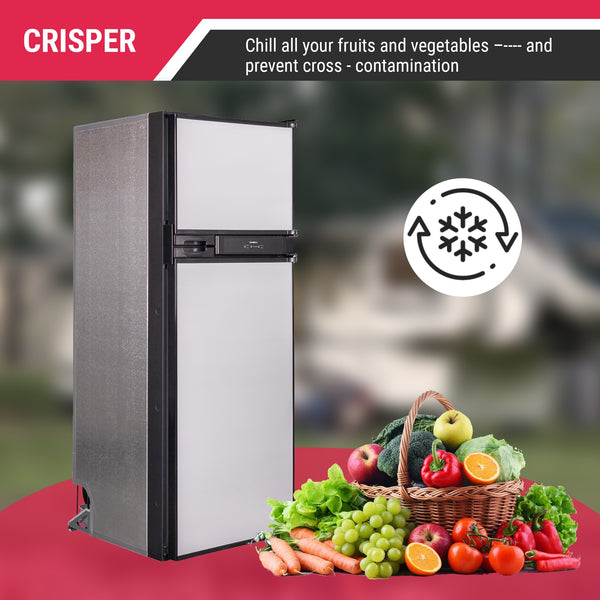 Equator Advanced Appliances RV 12V/DC OFF-GRID 10-cu ft Counter-Depth Top-Freezer Refrigerator Built-In ( Stainless )