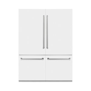 ZLINE KITCHEN & BATH Counter-Depth 32.2-cu ft 4 -Door Built-In French Door Refrigerator with Ice Maker with Water Dispenser ( Stainless Steel with White Matte Panels ) ENERGY STAR Certified