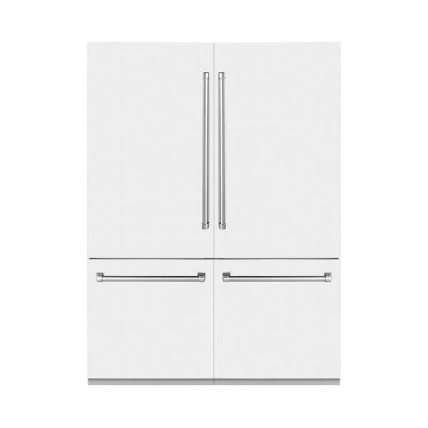 ZLINE KITCHEN & BATH Counter-Depth 32.2-cu ft 4 -Door Built-In French Door Refrigerator with Ice Maker with Water Dispenser ( Stainless Steel with White Matte Panels ) ENERGY STAR Certified
