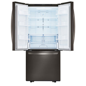 LG Standard-Depth 21.8-cu ft 3 -Door French Door Refrigerator with Ice Maker ( Black stainless steel )