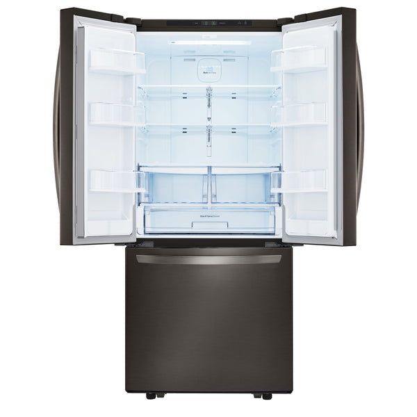 LG Standard-Depth 21.8-cu ft 3 -Door French Door Refrigerator with Ice Maker ( Black stainless steel )