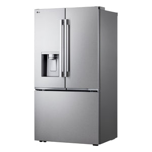 LG Counter-Depth Zero Clearance 23.7-cu ft 3 -Door Smart Compatible French Door Refrigerator with Dual Ice Maker with Water and Ice Dispenser ( PrintProof Stainless Steel ) ENERGY STAR Certified