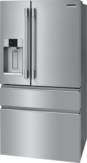 Frigidaire Professional Counter-Depth 21.4-cu ft 4 -Door French Door Refrigerator with Dual Ice Maker with Water and Ice Dispenser ( Smudge-Proof Stainless Steel ) ENERGY STAR Certified