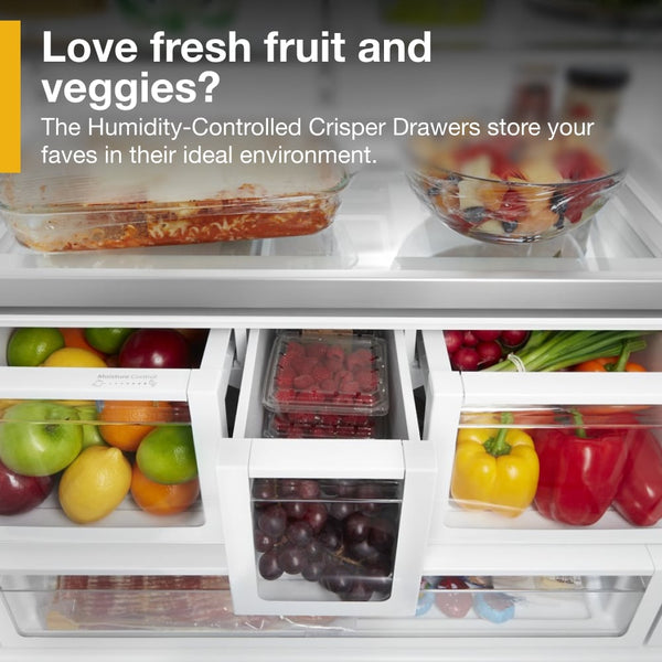 Whirlpool Standard-Depth 26.8-cu ft 3 -Door French Door Refrigerator with Dual Ice Maker with Water and Ice Dispenser ( Fingerprint Resistant Black Stainless ) ENERGY STAR Certified