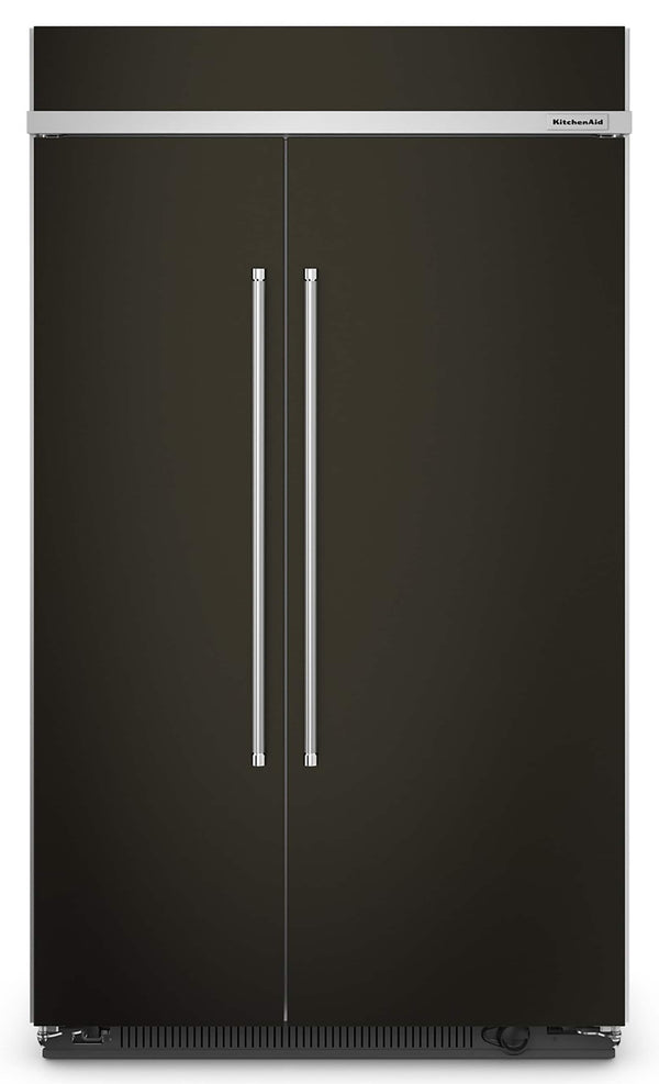 KitchenAid 30-cu ft Counter-Depth Side-by-Side Refrigerator Built-In ( Black Stainless Steel with PrintShield Finish )