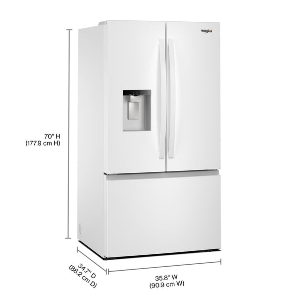 Whirlpool Standard-Depth 29.58-cu ft 3 -Door French Door Refrigerator with Dual Ice Maker with Water and Ice Dispenser ( White ) ENERGY STAR Certified