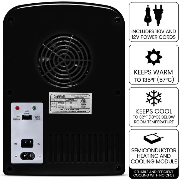 Coca-Cola Coke Zero 6 Can Portable 4L Cooler/Warmer 0.14-cu ft ( Black, Red )