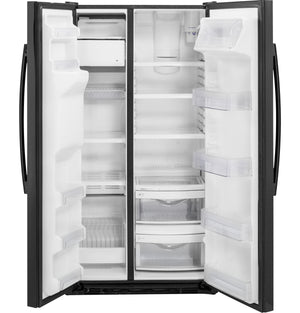 GE 21.9-cu ft Counter-Depth Side-by-Side Refrigerator with Ice Maker ,Water and Ice Dispenser ( Black )